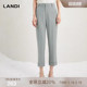 女休闲长裤 裤 LANDI蓝地浅蓝色通勤高腰直筒西装 秋新品 商场同款