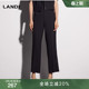 夏新品 女垂感通勤长裤 裤 LANDI烟墨黑醋酸简约百搭高腰直筒西装