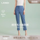 女九分裤 裤 LANDI冰川蓝绵羊毛直筒小脚西装 夏新品 清新治愈系