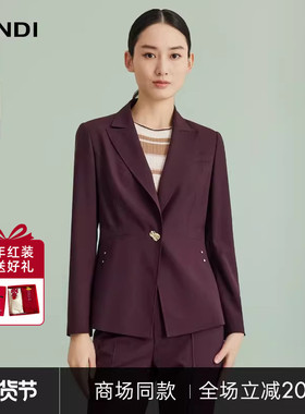 [商场同款]LANDI蓝地波尔多红收腰绵羊毛西装上衣女外套春新品