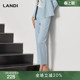 秋新品 女小个子长裤 裤 LANDI蓝地浅蓝色通勤气质显高显瘦直筒西装