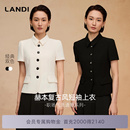 短外套上衣女2025春夏新品 赫本复古 LANDI减龄通勤微收腰衬衫 式