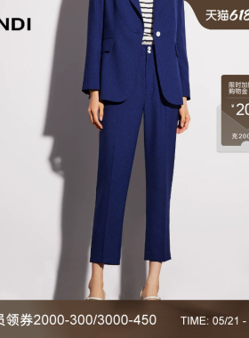 LANDI蓝地藏蓝色高腰修身显瘦通勤直筒西装裤女小个子春新品