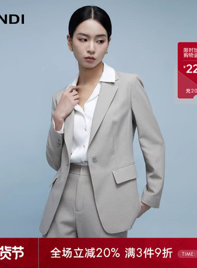 [精裁轻商务]LANDI雅米灰职业收腰西服外套女套装西装裤春新品