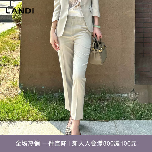米灰色高级感直筒显瘦九分西装裤