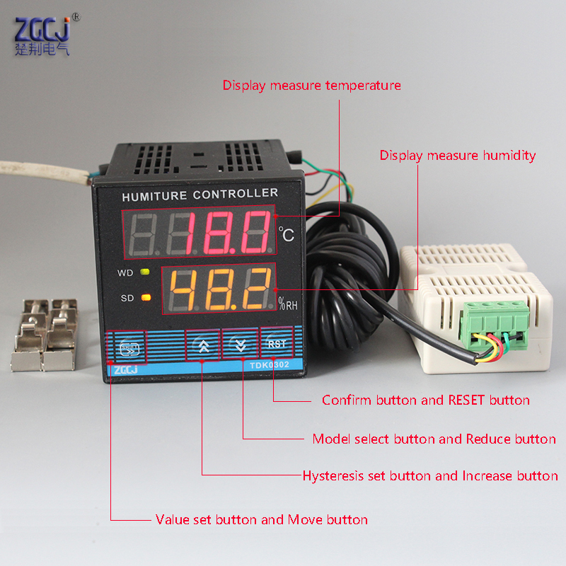 温湿度控制器楚荆CJ0302空气温度湿度调节仪大棚种植温湿度计