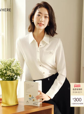ELSEWHERE珂思【商场同款】长袖衬衫女休闲通勤职场年春季新款