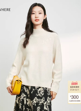 【山羊绒x绵羊毛】ELSEWHERE珂思商场同款长袖针织衫女冬季新款