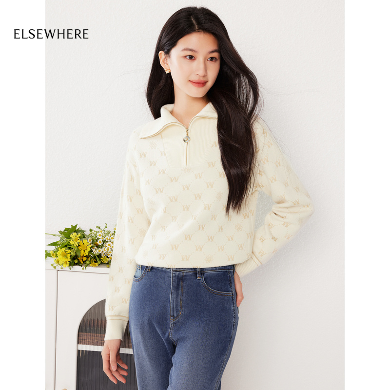 翻领针织衫女ELSEWHERE珂思