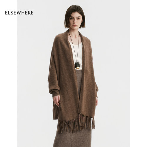 【WOOLMARK】ELSEWHERE珂思羊毛羊绒斗篷外套针织开衫2026秋新款