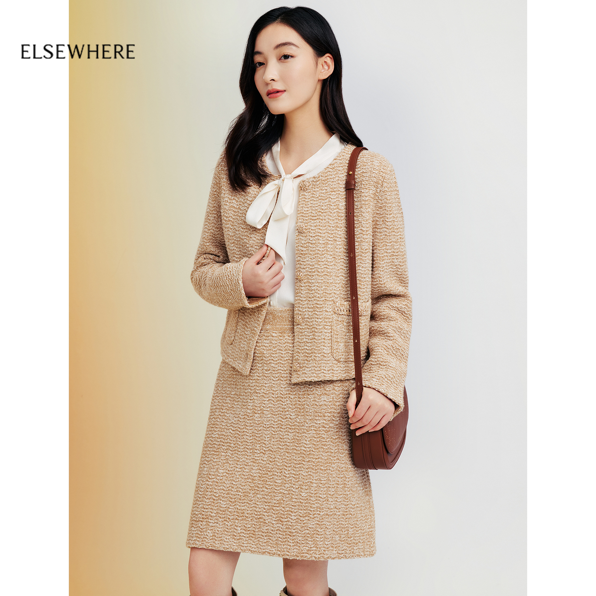 ELSEWHERE珂思绵羊毛针织开衫