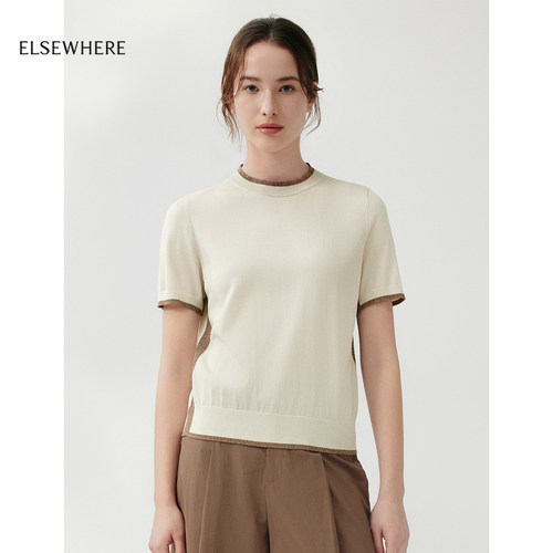 ELSEWHERE珂思商场同款撞色针织衫松弛感上衣女2026夏季新款