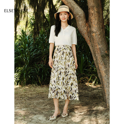 ELSEWHERE珂思100棉印花半身裙