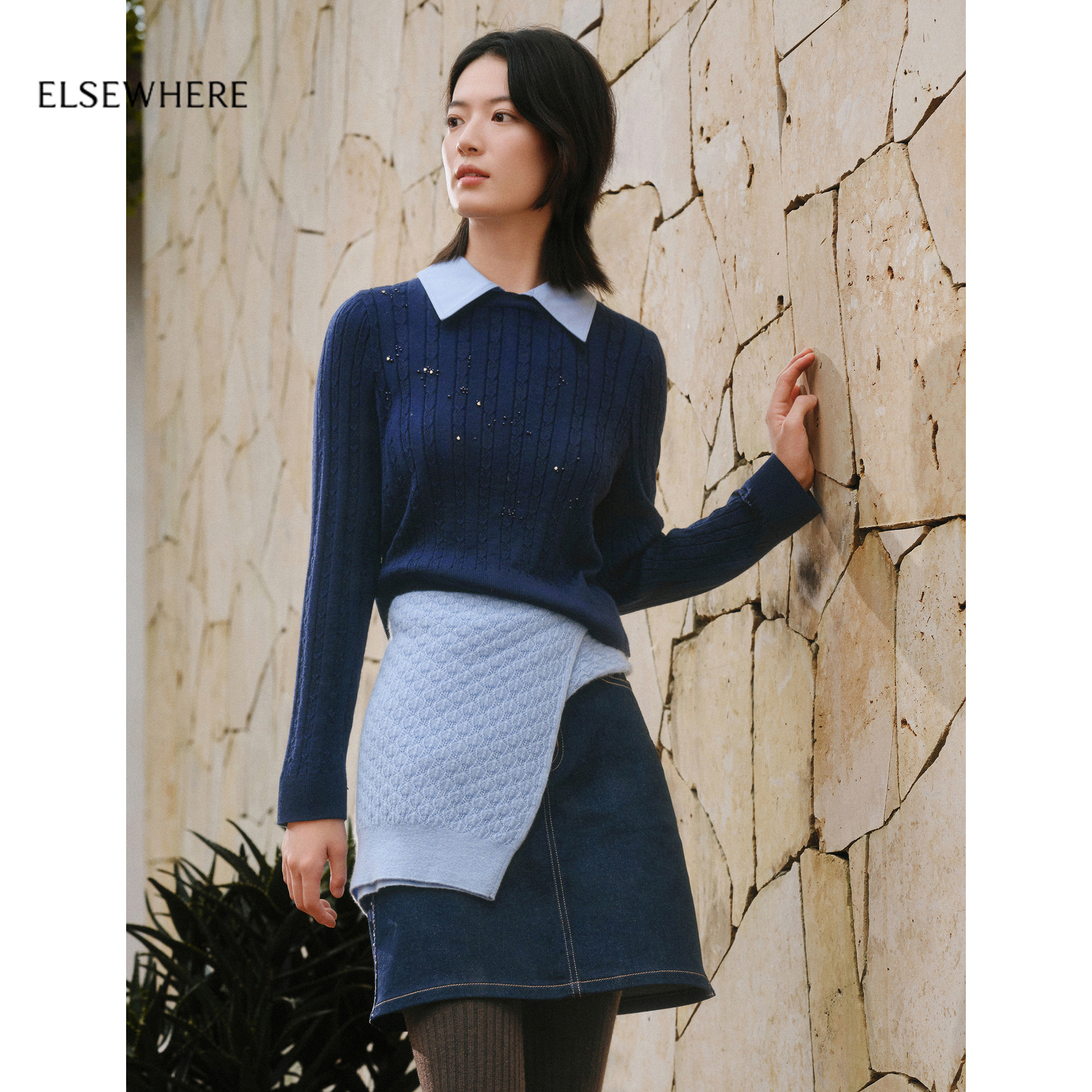 珂思【云舒衫】假两件针织小衫