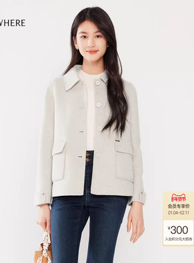 【美丽诺羊毛】ELSEWHERE珂思商场同款毛呢外套女大衣冬季新款