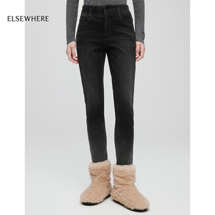 【新疆长绒棉】ELSEWHERE珂思商场同款保暖小脚牛仔裤女25冬新款