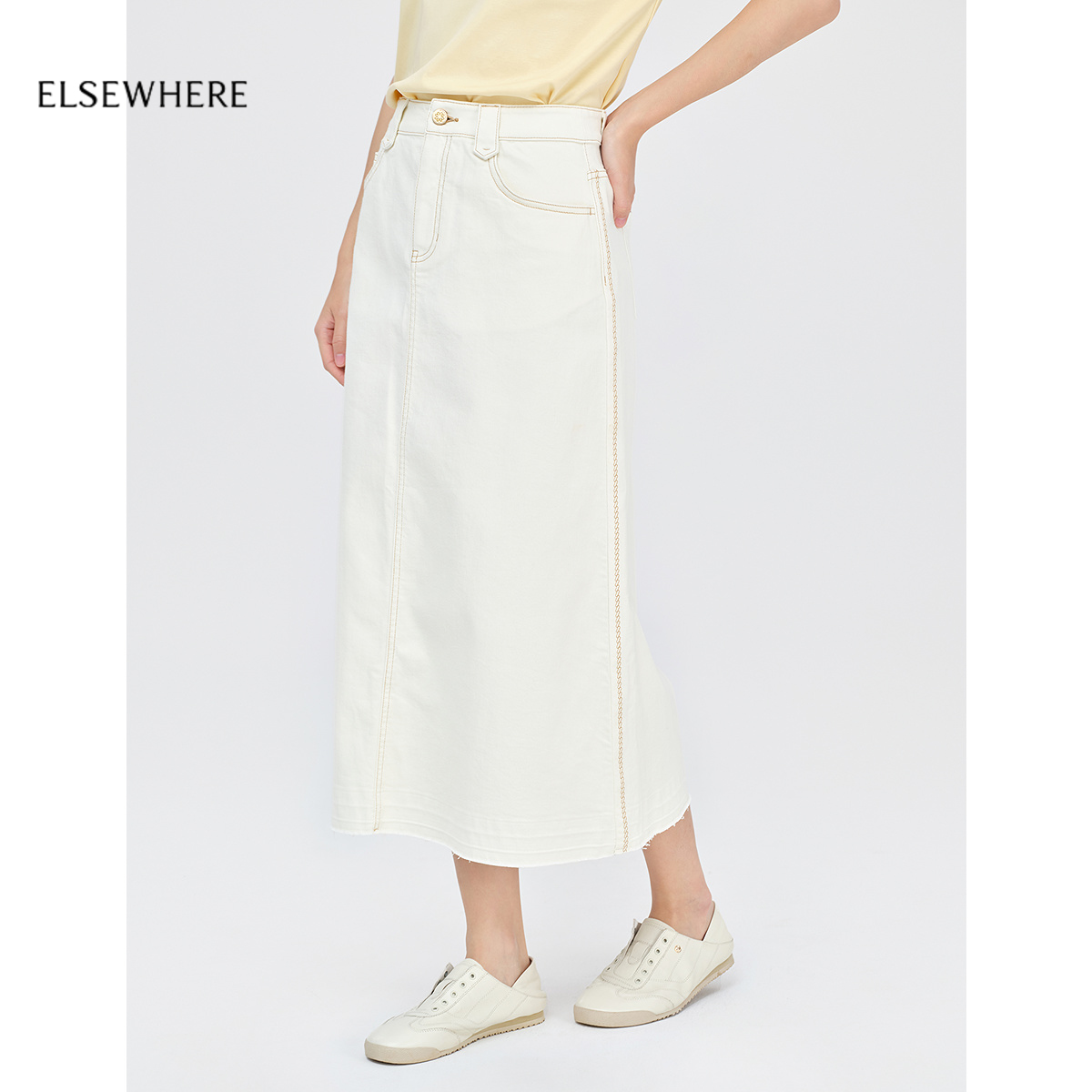 【活动新降】【新疆长绒棉】ELSEWHERE珂思牛仔半身裙女25春新款
