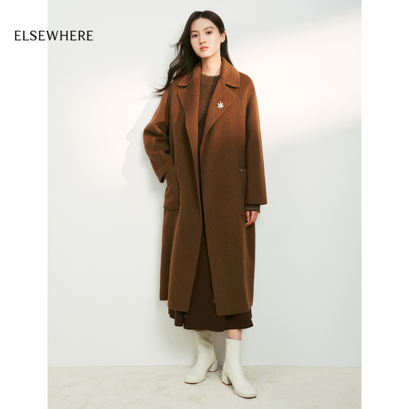 羊驼毛毛呢大衣ELSEWHERE珂思