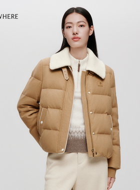 【长白山白鹅绒】ELSEWHERE珂思商场同款短羽绒外套2025冬季新款