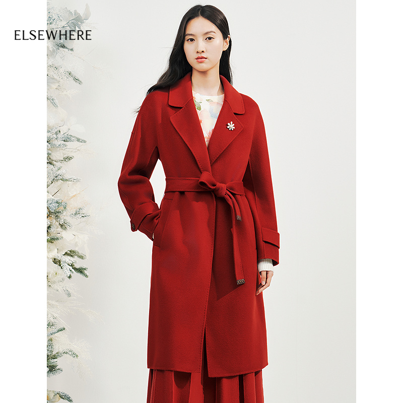 ELSEWHERE珂思羊毛羊绒毛呢大衣