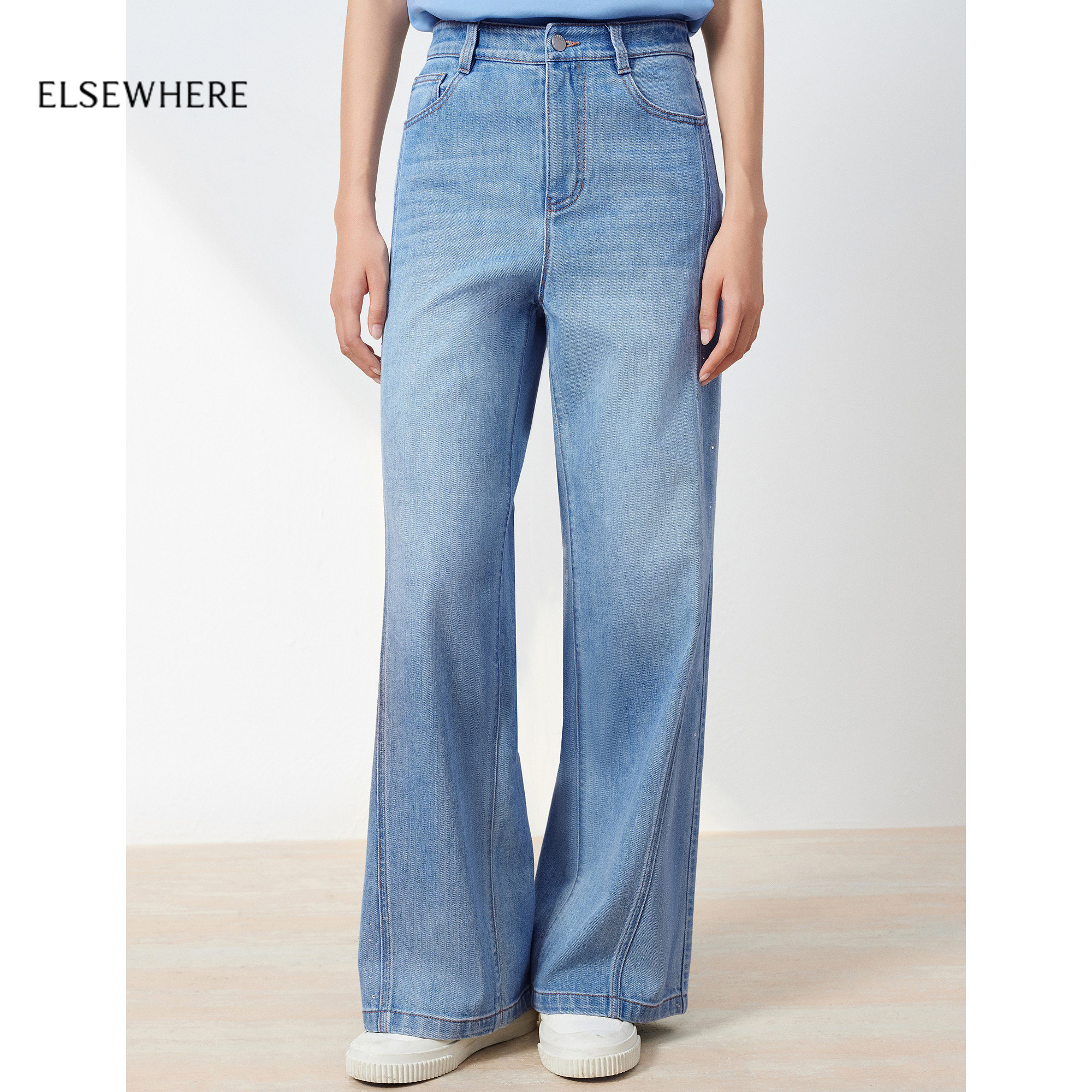 【新疆长绒棉】ELSEWHERE珂思商场同款阔腿牛仔裤女2026春季新款,女装/女士精品,牛仔裤,淘宝优惠券,粉丝福利购,淘宝优惠卷
