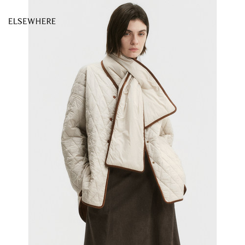 ELSEWHERE珂思萋格绗缝棉服女棉外套（配围脖）2026秋季新款