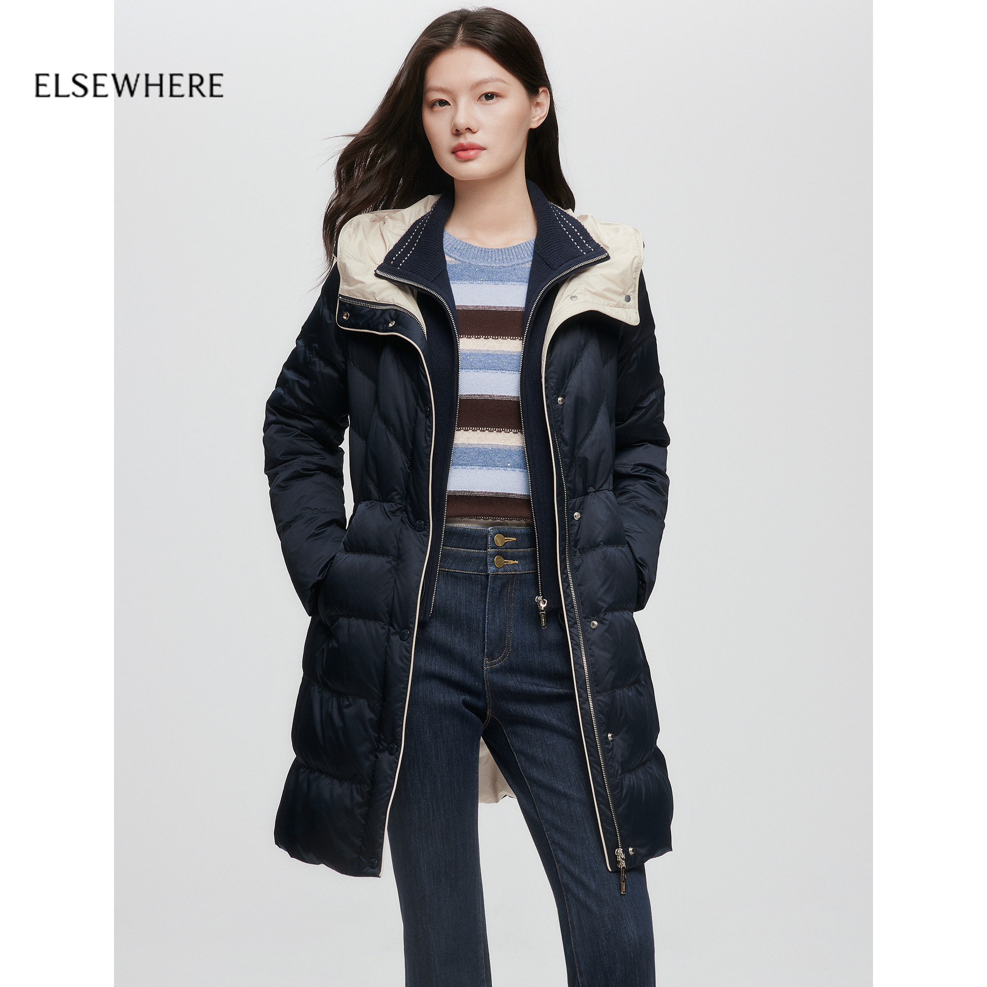 【长白山白鹅绒】ELSEWHERE珂思商场同款长羽绒服外套2025冬新款,女装/女士精品,羽绒服,淘宝优惠券,粉丝福利购,淘宝优惠卷