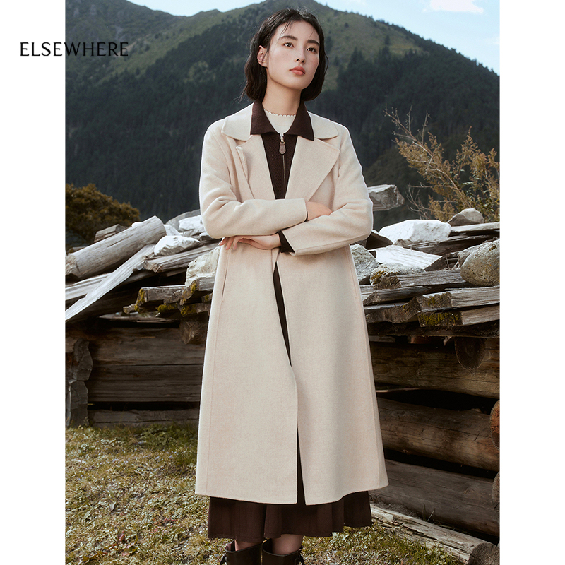 珂思绢丝羊毛气质呢外套