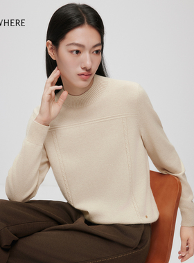 【羊毛羊绒】ELSEWHERE珂思商场同款半高领针织衫女2025冬季新款