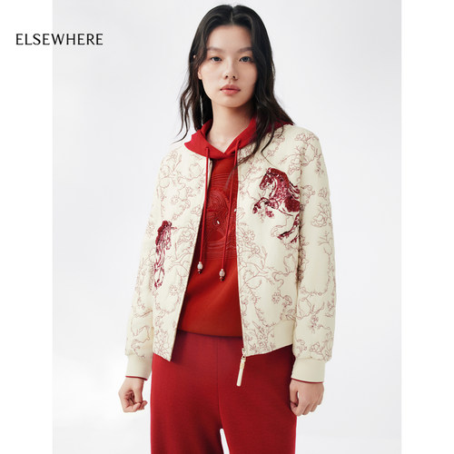 珂思时尚刺绣棒球棉服外套