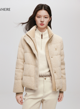【长白山白鹅绒】ELSEWHERE珂思商场同款立领短羽绒外套25冬新款