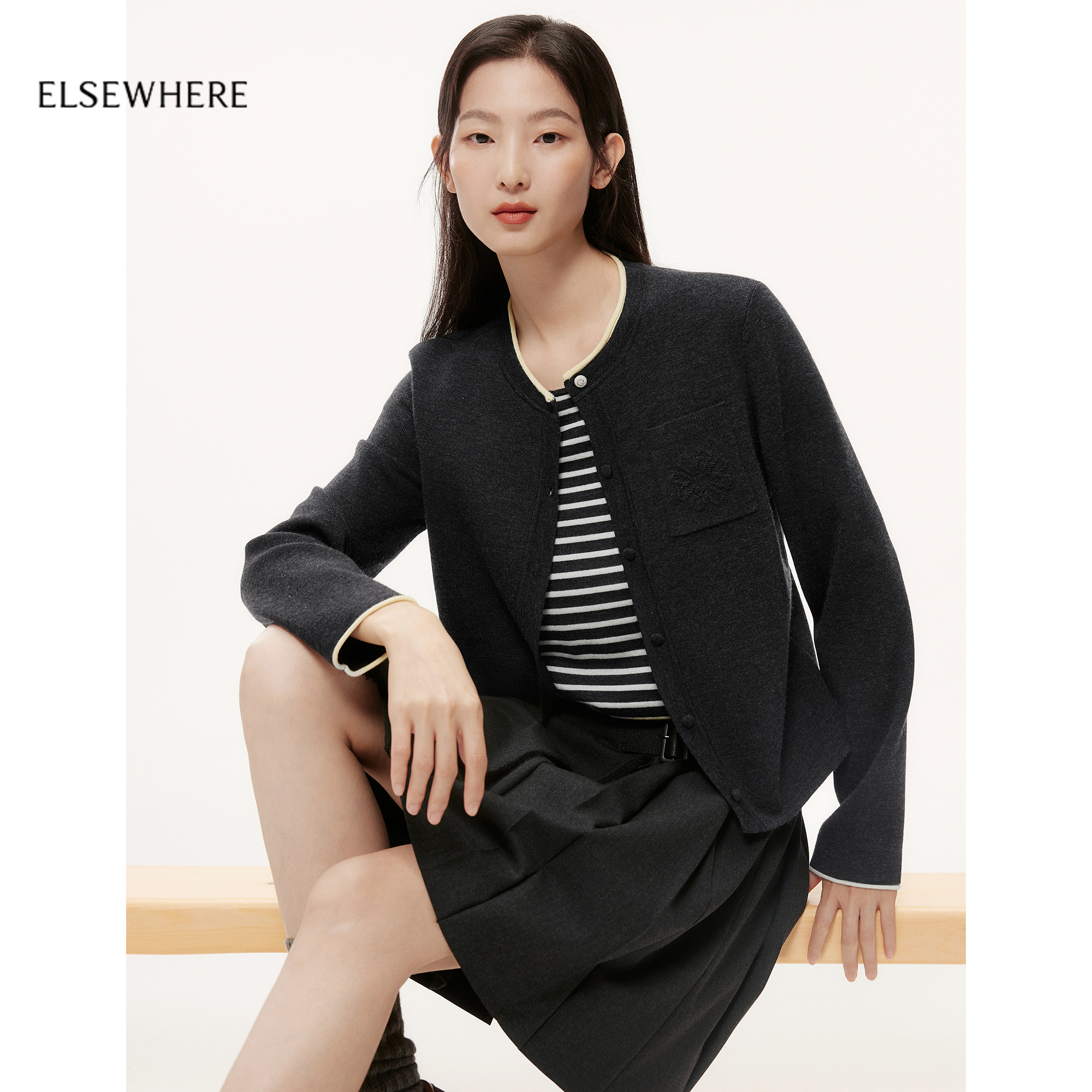 珂思假两件拼接针织小衫