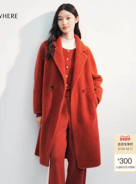 【年货新降】【美丽诺羊毛】ELSEWHERE珂思羊剪绒毛呢大衣外套冬