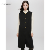 ELSEWHERE珂思商场同款 桑蚕丝羊毛 毛呢马甲连衣裙2025冬新款
