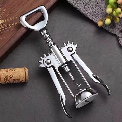Stainless Steel Wine Corkscrew, Built-in Beer Bottle Opener