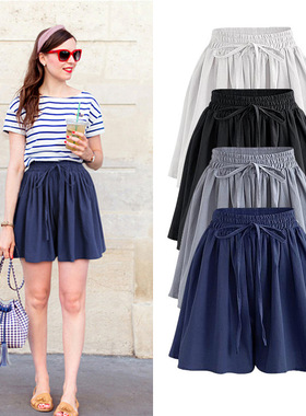 Plus Size Women's Summer Wide-Leg Chiffon Skort Shorts短裙裤