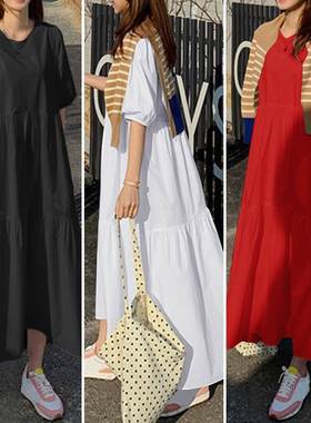 Boho Flowy Maxi Dress Retro Vintage with Swinging Hem 连衣裙