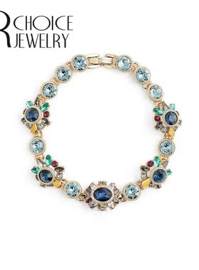 URCHOICE复古水晶花多彩手链