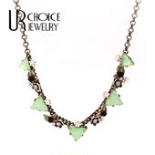 欧美BetJ复古苹果绿三角嵌饰项链 GENUINE CHOICE