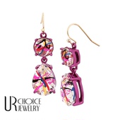 欧美BetJ宫廷复古粉色幻彩耳环 GENUINE CHOICE