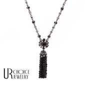 英国新兴品牌MarchS黑色水晶长项链毛衣链 GENUINE CHOICE