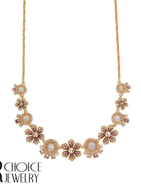 英国金色立体花朵项链