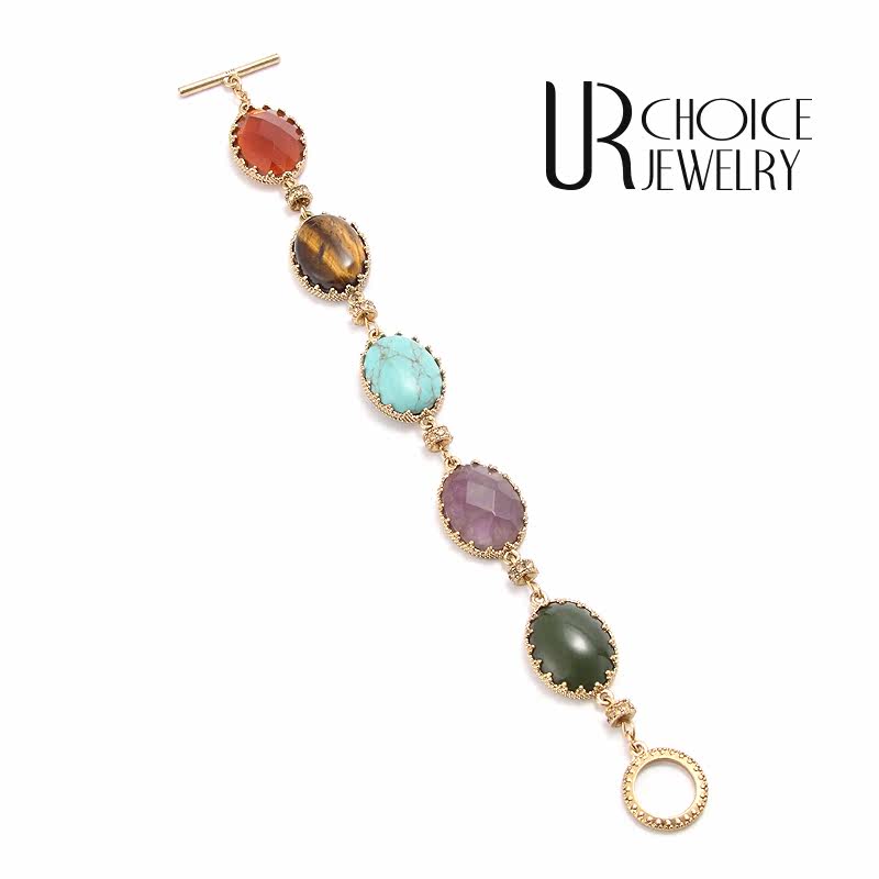 【UR CHOICE】GENUINE●RLL彩色宝石手链女复古设计小众时尚手饰