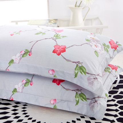 七好啄木鸟【一对装】全棉斜纹枕套枕芯套 纯棉枕头套 48*74枕套