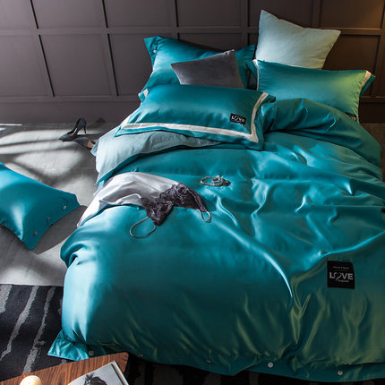 七好啄木鸟A水洗真丝B纯棉四件套套件1.5米1.8m床上用品床被套2.0