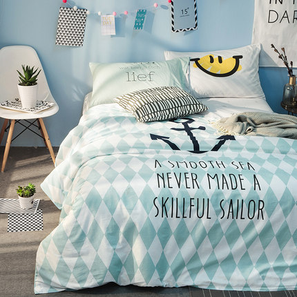 七好啄木鸟全棉四件套 纯棉床单被套1.8m床双人1.5米床上用品套件