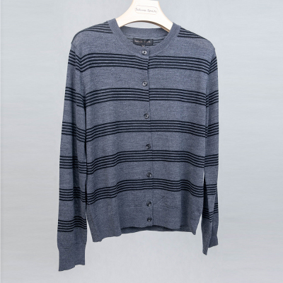 亮樱子LCWH9506圆领灰色针织条纹休闲毛针织衫上衣修身型时尚