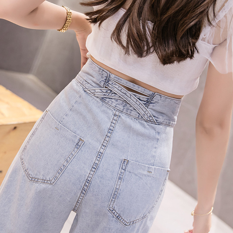 阔腿裤女春季2020新款宽松高腰网红泫雅小个子学生百搭直筒牛仔裤
