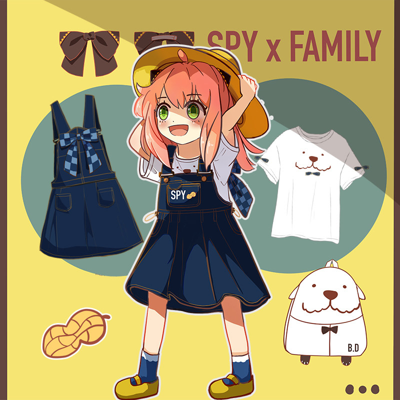 原创设计 间谍过家家 阿尼亚 日常穿搭 背带裙 学生少女牛仔裙