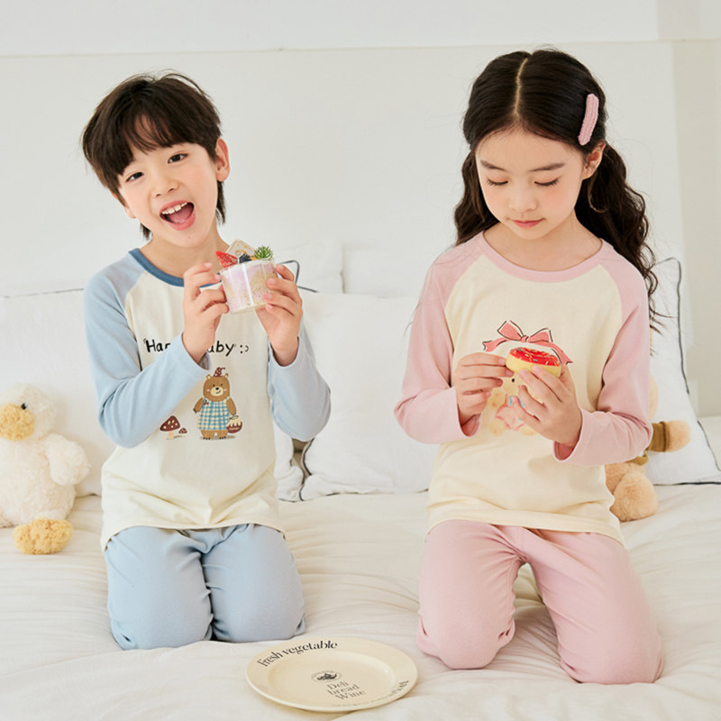 莱卡棉儿童秋衣秋裤薄款睡衣套装